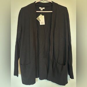 NWT Croft & Barrow Black Open-Front Cardigan Sweater